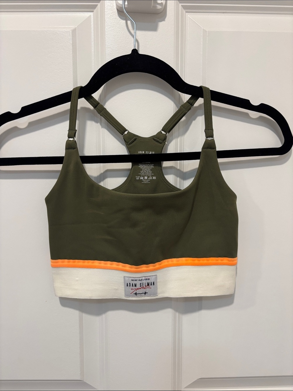 Adam Selman Sport Colorblock Sports Bra Olive XXS